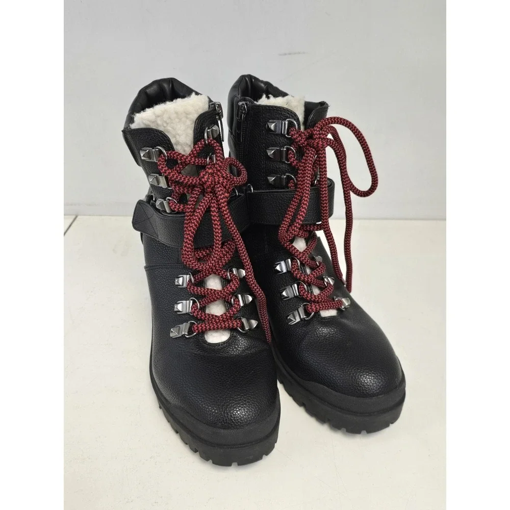 Marc fisher nature‎ 2 heeled lace up hiker combat boots black Size 8.5